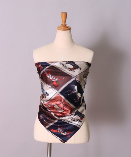 BAYBLO（ベイブロ）の「(CR)【ユニセックス】パネル 馬車 柄 プリント スカーフ[90cm×90cm]（バンダナ/スカーフ・レディース・パープル/ネイビー/ベージュ/ワイン・ONE SIZE）」の17枚目の写真