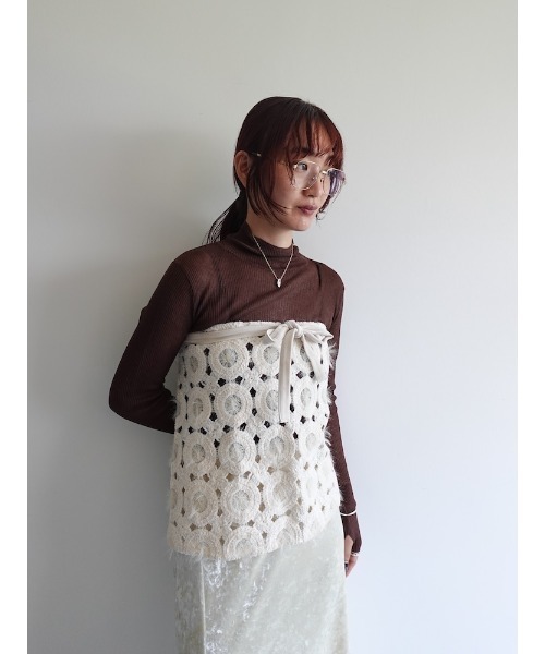 sahara（サハラ）の「Multiway Openwork Apron/マルチウェイオープンワークエプロン（スカート・レディース・アイボリー/ブラック・FREE）」の15枚目の写真
