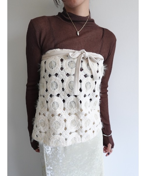sahara（サハラ）の「Multiway Openwork Apron/マルチウェイオープンワークエプロン（スカート・レディース・アイボリー/ブラック・FREE）」の16枚目の写真