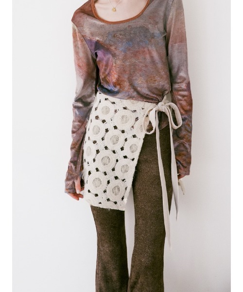 sahara（サハラ）の「Multiway Openwork Apron/マルチウェイオープンワークエプロン（スカート・レディース・アイボリー/ブラック・FREE）」の3枚目の写真