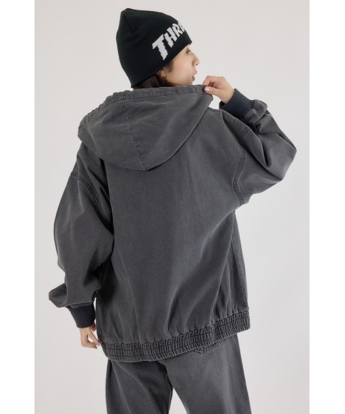 RODEO CROWNS WIDE BOWL（ロデオクラウンズワイドボウル）の「THRASHER デニムフードブルゾン（ブルゾン・レディース・ブラウン/ブルー/ブラック・FREE）」の12枚目の写真