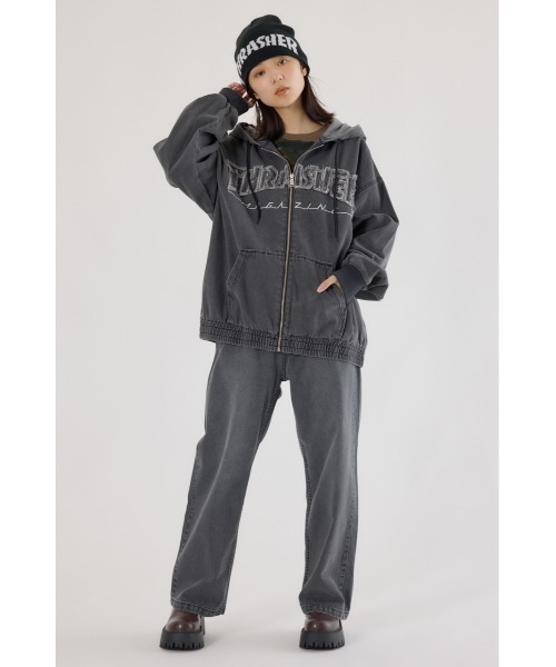 RODEO CROWNS WIDE BOWL（ロデオクラウンズワイドボウル）の「THRASHER デニムフードブルゾン（ブルゾン・レディース・ブラウン/ブルー/ブラック・FREE）」の13枚目の写真