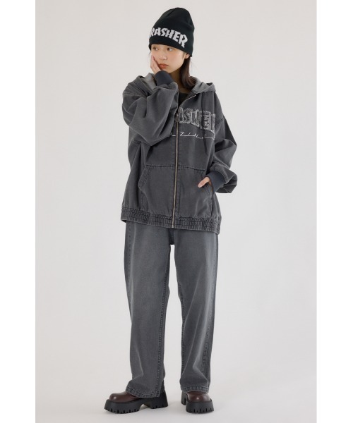 RODEO CROWNS WIDE BOWL（ロデオクラウンズワイドボウル）の「THRASHER デニムフードブルゾン（ブルゾン・レディース・ブラウン/ブルー/ブラック・FREE）」の14枚目の写真