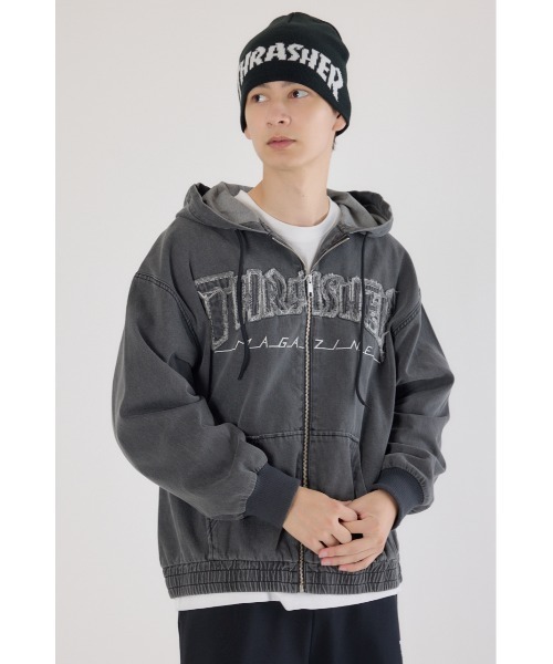 RODEO CROWNS WIDE BOWL（ロデオクラウンズワイドボウル）の「THRASHER デニムフードブルゾン（ブルゾン・レディース・ブラウン/ブルー/ブラック・FREE）」の16枚目の写真