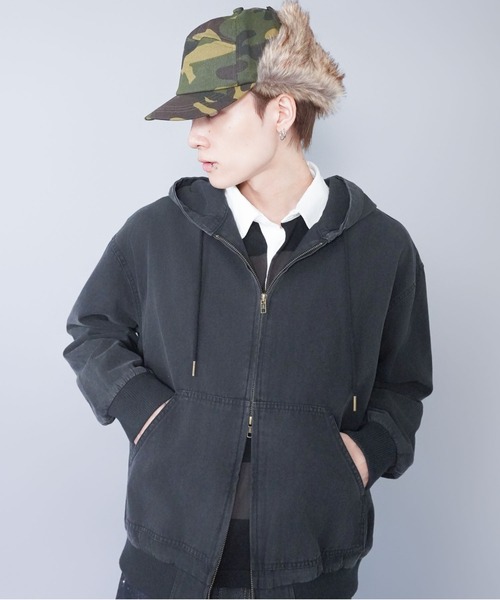 SPINNS（スピンズ）の「2WAYコットンフライトキャップ/防寒/耳当て付き/カモフラージュ柄/ユニセックス（キャップ・メンズ・ベージュ/グリーン系その他/ブラック/ベージュ系その他・ONESIZE）」の21枚目の写真