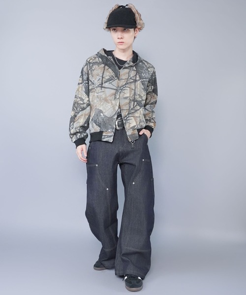 SPINNS（スピンズ）の「2WAYコットンフライトキャップ/防寒/耳当て付き/カモフラージュ柄/ユニセックス（キャップ・メンズ・ベージュ/グリーン系その他/ブラック/ベージュ系その他・ONESIZE）」の8枚目の写真