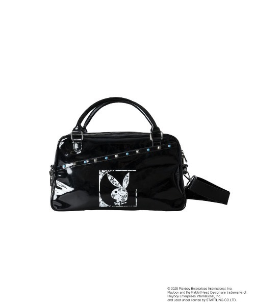 VI E DIT(ヴィエディット)の「PLAYBOY Boston Bag/プレイボーイスクールバッグ(ショルダーバッグ・メンズ・ブラック/グレー・FREE)」の1枚目の写真