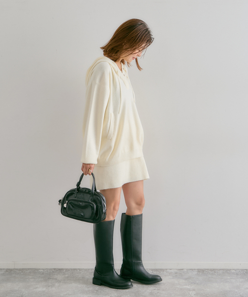 U by SPICK&SPAN（ユーバイスピックアンドスパン）の「FLUFFYボタンアップフーディー（ニット/セーター・レディース・グレー/ホワイト・FREE）」の21枚目の写真