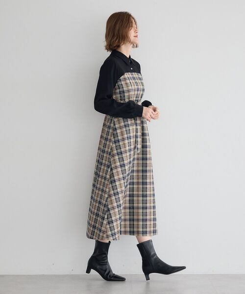 YECCA VECCA(イェッカヴェッカ)の「チェック柄ベアドッキングワンピース(ワンピース・レディース・その他5/チェック・FREE)」の7枚目の写真