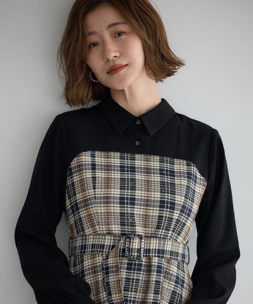 YECCA VECCA(イェッカヴェッカ)の「チェック柄ベアドッキングワンピース(ワンピース・レディース・その他5/チェック・FREE)」の10枚目の写真