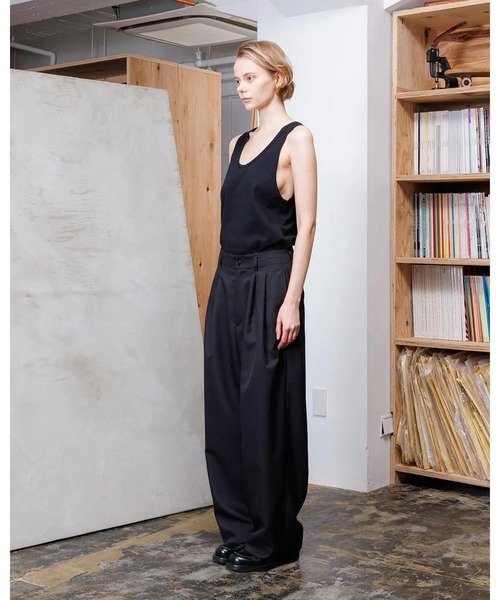 VOAAOV（ヴォアーブ）の「【VOAAOV】 BISHU OLD WOOL GABARDINE Tuck Wide Pants（スラックス・メンズ・ベージュ/ブラック/キャメル・0/1/2）」の4枚目の写真