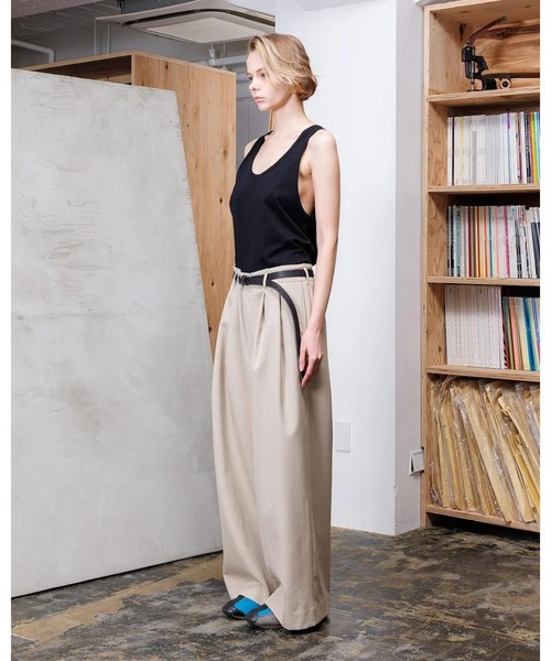 VOAAOV】 BISHU OLD WOOL GABARDINE Tuck Wide Pants（スラックス