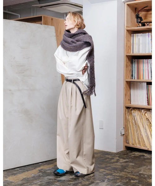 VOAAOV（ヴォアーブ）の「【VOAAOV】 BISHU OLD WOOL GABARDINE Tuck Wide Pants（スラックス・メンズ・ベージュ/ブラック/キャメル・0/1/2）」の9枚目の写真
