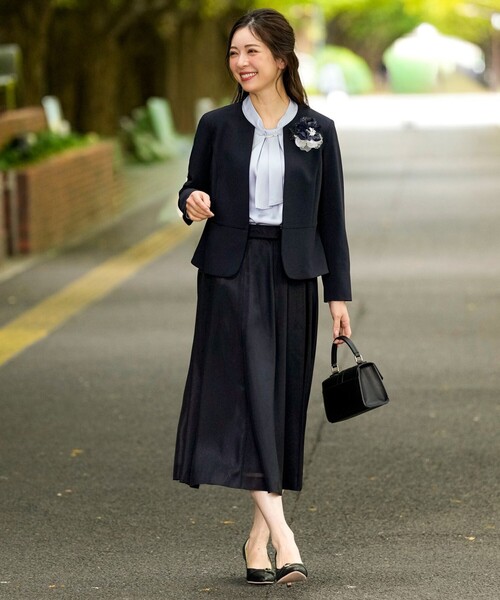 ANY SIS（エニィスィス）の「セレモニーダブルクロス クルーカラー ジャケット（ノーカラージャケット・レディース・ブラック系/ベージュ系/ネイビー系・X-SMALL）」の11枚目の写真