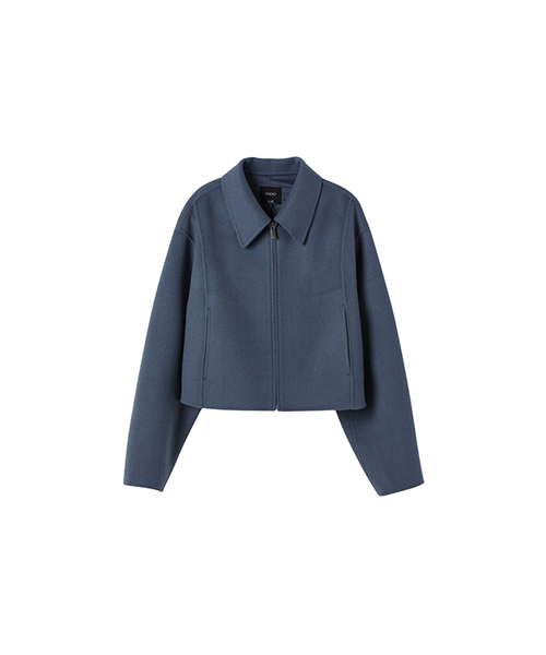 LAP(ラップ)の「(ハンド) ウールカラージップアップジャンパー AQ4WTA61(その他アウター・レディース・ネイビー/ブラウン・FREE)」の2枚目の写真