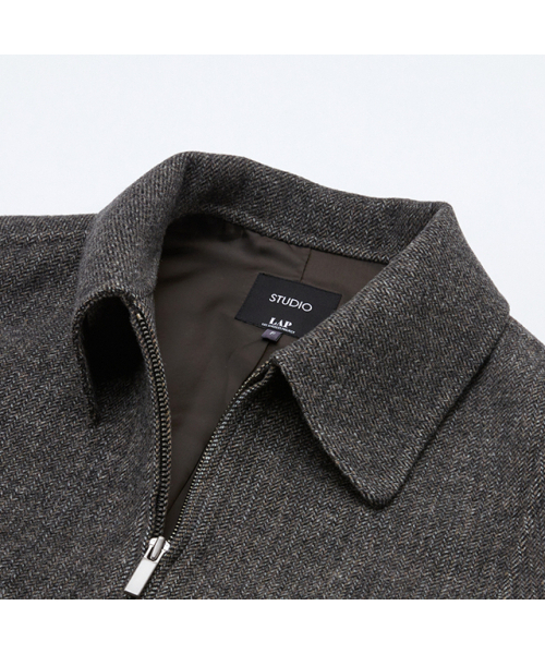 LAP(ラップ)の「(ハンド) ウールカラージップアップジャンパー AQ4WTA61(その他アウター・レディース・ネイビー/ブラウン・FREE)」の4枚目の写真