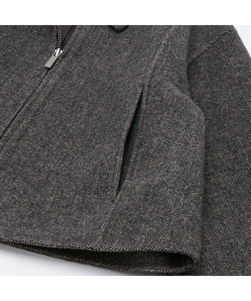 LAP(ラップ)の「(ハンド) ウールカラージップアップジャンパー AQ4WTA61(その他アウター・レディース・ネイビー/ブラウン・FREE)」の5枚目の写真