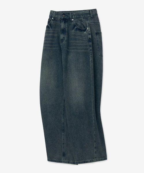 VTWO（ブイツー）の「ヴィンテージウォッシュワイドデニムパンツ (ブルー)（デニムパンツ・メンズ・その他・SMALL/MEDIUM/LARGE）」の2枚目の写真