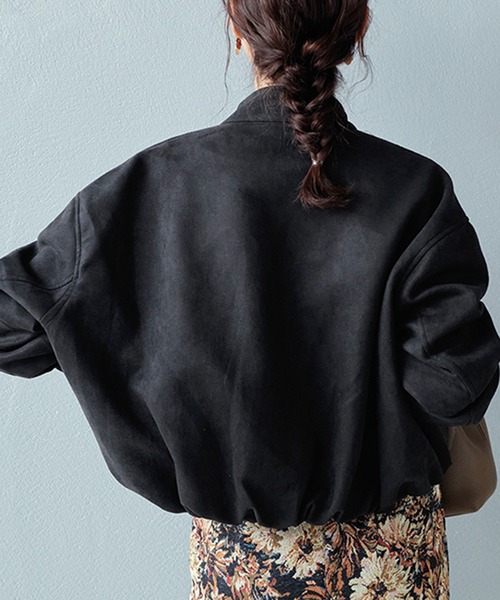 STYLEBLOCK（スタイルブロック）の「スタンドカラースエードブルゾン（その他アウター・レディース・ブラック/ブラウン/ベージュ・FREE）」の9枚目の写真