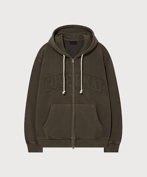 COVERNAT（カバーナット）の「PIGMENT ARCH LOGO HOODIE ZIP-UP（パーカー・メンズ・ブラウン/ネイビー/ライトパープル・X-LARGE/LARGE/MEDIUM/SMALL/XX-LARGE/X-SMALL）」の9枚目の写真