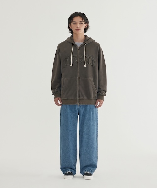 COVERNAT（カバーナット）の「PIGMENT ARCH LOGO HOODIE ZIP-UP（パーカー・メンズ・ブラウン/ネイビー/ライトパープル・X-LARGE/LARGE/MEDIUM/SMALL/XX-LARGE/X-SMALL）」の5枚目の写真