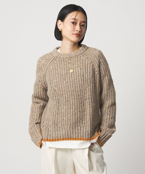 A DAY IN THE LIFE UNITED ARROWS（アデイインザライフユナイテッドアローズ）の「アゼ ネップ バイカラー ハイネックニット ＜A DAY IN THE LIFE＞（ニット/セーター・レディース・ダークグリーン/オフホワイト/ベージュ/ライトグレー・FREE）」の3枚目の写真