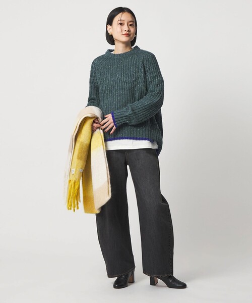 A DAY IN THE LIFE UNITED ARROWS（アデイインザライフユナイテッドアローズ）の「アゼ ネップ バイカラー ハイネックニット ＜A DAY IN THE LIFE＞（ニット/セーター・レディース・ダークグリーン/オフホワイト/ベージュ/ライトグレー・FREE）」の6枚目の写真