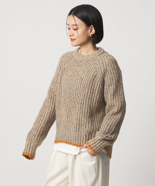 A DAY IN THE LIFE UNITED ARROWS（アデイインザライフユナイテッドアローズ）の「アゼ ネップ バイカラー ハイネックニット ＜A DAY IN THE LIFE＞（ニット/セーター・レディース・ダークグリーン/オフホワイト/ベージュ/ライトグレー・FREE）」の8枚目の写真