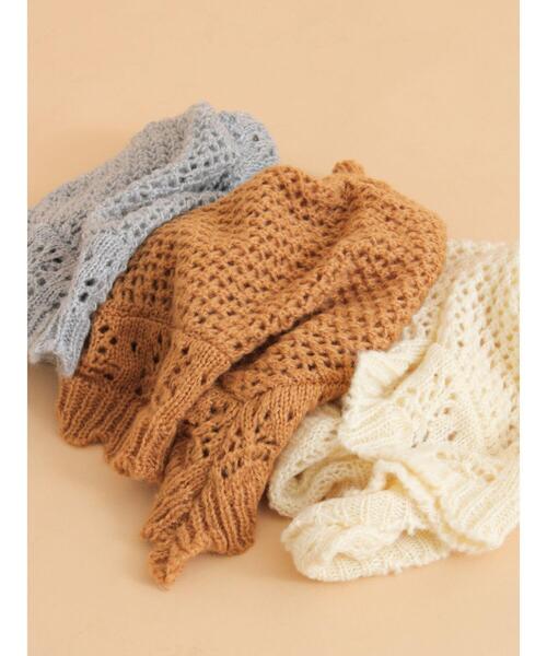 ehka sopo（エヘカソポ）の「ニットストール（ストール/ショール・レディース・キャメル/キナリ/グレー・F）」の4枚目の写真