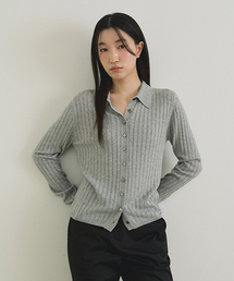 collar neck knit cardigan-gray