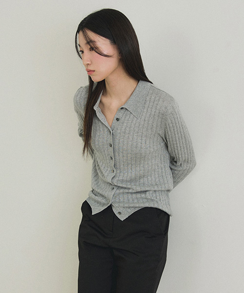 LINGSEOUL(リングソウル)の「collar neck knit cardigan-gray(カーディガン/ボレロ・レディース・その他・FREE)」の2枚目の写真
