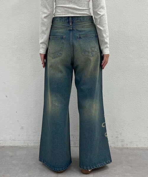 CIAOPANIC（チャオパニック）の「リボン抜染プリントデニムパンツ（デニムパンツ・レディース・ブルー/キャメル/パープル・X-SMALL/SMALL/MEDIUM）」の6枚目の写真