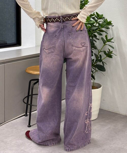 CIAOPANIC（チャオパニック）の「リボン抜染プリントデニムパンツ（デニムパンツ・レディース・ブルー/キャメル/パープル・X-SMALL/SMALL/MEDIUM）」の14枚目の写真