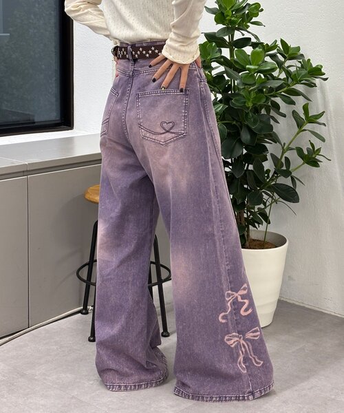 CIAOPANIC（チャオパニック）の「リボン抜染プリントデニムパンツ（デニムパンツ・レディース・ブルー/キャメル/パープル・X-SMALL/SMALL/MEDIUM）」の15枚目の写真