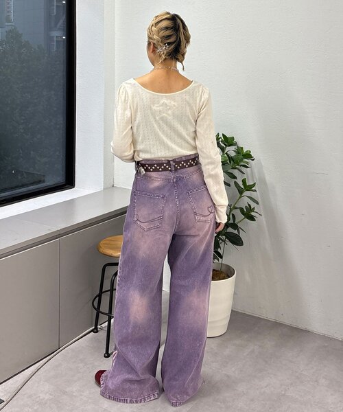 CIAOPANIC（チャオパニック）の「リボン抜染プリントデニムパンツ（デニムパンツ・レディース・ブルー/キャメル/パープル・X-SMALL/SMALL/MEDIUM）」の18枚目の写真