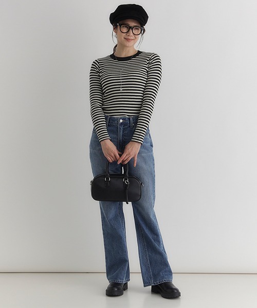 Right-on（ライトオン）の「【HONEYSUCKLE ROSE】もちもちハイネックセーター (リブ編み / 保温性 / 女性らしさ / デイリースタイル)（ニット/セーター・レディース・オフホワイト/グレー/ブルー/ブラック×ホワイト/レッド/ブラック・M/L/S）」の20枚目の写真