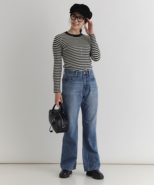 Right-on（ライトオン）の「【HONEYSUCKLE ROSE】もちもちハイネックセーター (リブ編み / 保温性 / 女性らしさ / デイリースタイル)（ニット/セーター・レディース・オフホワイト/グレー/ブルー/ブラック×ホワイト/レッド/ブラック・M/L/S）」の21枚目の写真