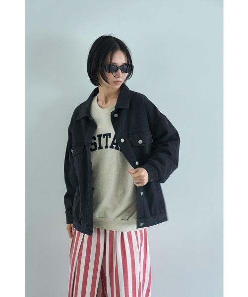 marjour(マージュール)の「OVERSIZED DENIM JACKET(デニムジャケット・レディース・ブラック/ブルー・M)」の1枚目の写真