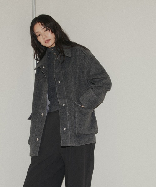 hellam（へラム）の「モッサミドルカバーオール（テーラードジャケット・レディース・チャコール/イエロー/グリーン/アイボリー・FREE）」の3枚目の写真