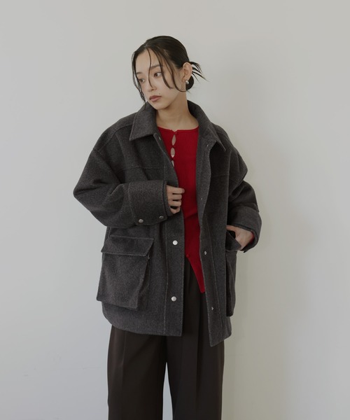 hellam（へラム）の「モッサミドルカバーオール（テーラードジャケット・レディース・チャコール/イエロー/グリーン/アイボリー・FREE）」の8枚目の写真