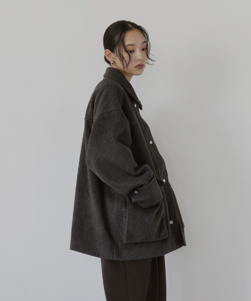 hellam（へラム）の「モッサミドルカバーオール（テーラードジャケット・レディース・チャコール/イエロー/グリーン/アイボリー・FREE）」の10枚目の写真