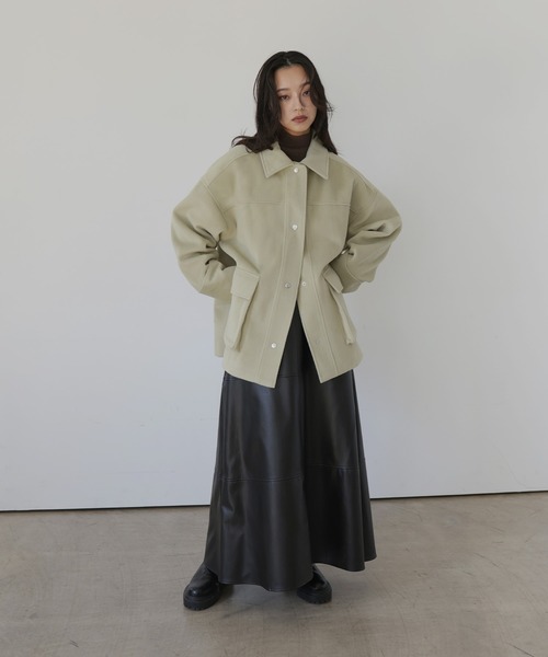 hellam（へラム）の「モッサミドルカバーオール（テーラードジャケット・レディース・チャコール/イエロー/グリーン/アイボリー・FREE）」の13枚目の写真