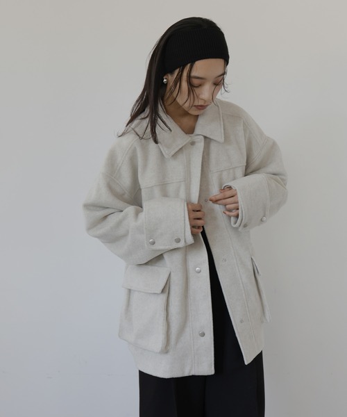 hellam（へラム）の「モッサミドルカバーオール（テーラードジャケット・レディース・チャコール/イエロー/グリーン/アイボリー・FREE）」の21枚目の写真