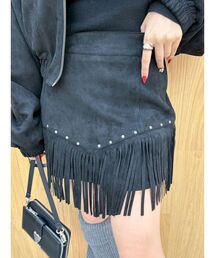 EVRIS | フェイクスウェードフリンジスタッズミニスカート【セットアップ着用可能】(スカート)