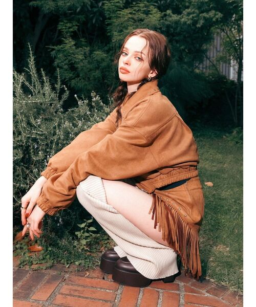 EVRIS（エヴリス）の「フェイクスウェードフリンジスタッズミニスカート【セットアップ着用可能】（スカート・レディース・ブラック/ブラウン・MEDIUM/SMALL）」の9枚目の写真