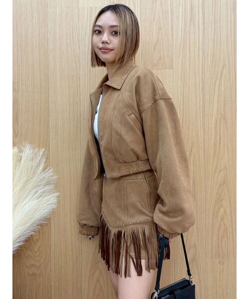 EVRIS（エヴリス）の「フェイクスウェードフリンジスタッズミニスカート【セットアップ着用可能】（スカート・レディース・ブラック/ブラウン・MEDIUM/SMALL）」の12枚目の写真