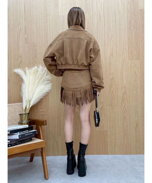 EVRIS（エヴリス）の「フェイクスウェードフリンジスタッズミニスカート【セットアップ着用可能】（スカート・レディース・ブラック/ブラウン・MEDIUM/SMALL）」の14枚目の写真