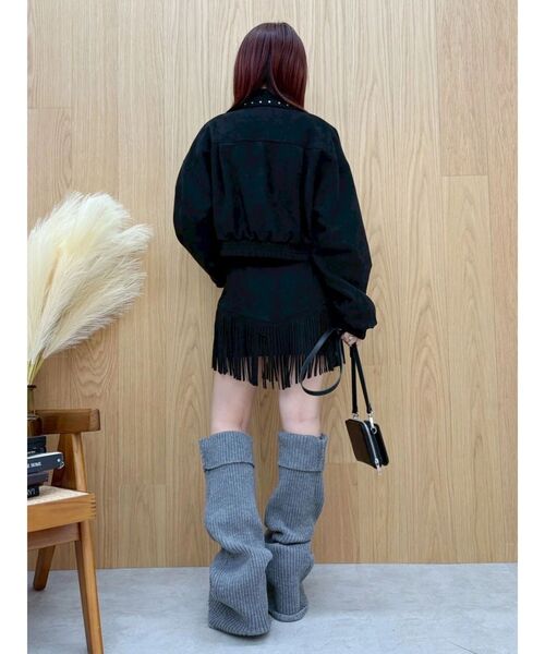 EVRIS（エヴリス）の「フェイクスウェードフリンジスタッズミニスカート【セットアップ着用可能】（スカート・レディース・ブラック/ブラウン・MEDIUM/SMALL）」の3枚目の写真