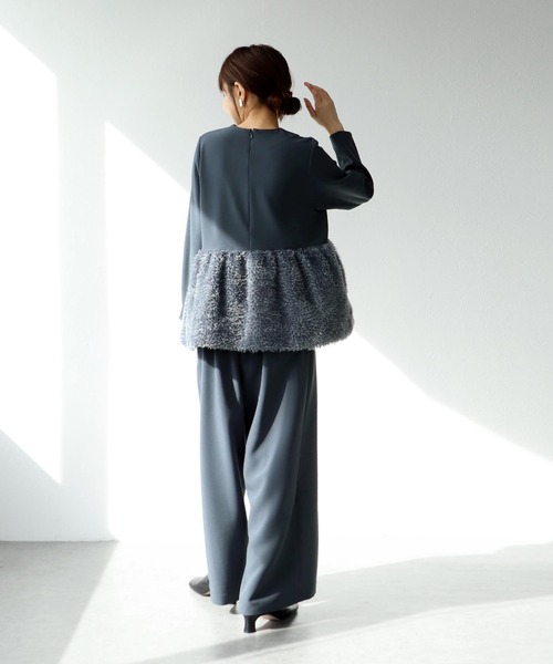 Jines（ジネス）の「ハイウエストワイドカーブパンツ（その他パンツ・レディース・ブラック/グレー・38）」の10枚目の写真