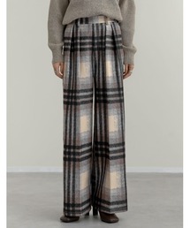 起毛ストレッチシャギーチェック柄ワイドパンツ